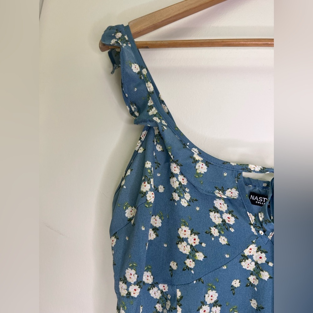 Nasty Gal Blue Floral Mini Dress Cottagecore Ruffle homecoming dress - Picture 6 of 12